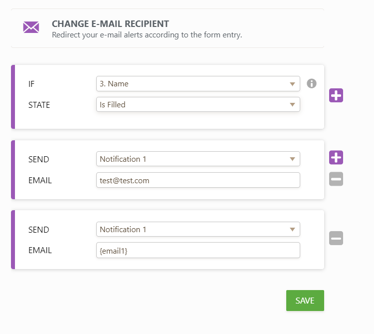 Form Selection of multiple email recipients